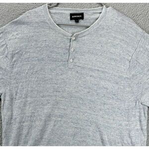 Bonobos Sweater Womens‎ 2 Blue 100% Linen Henley Knit Short Sleeve Pullover NEW